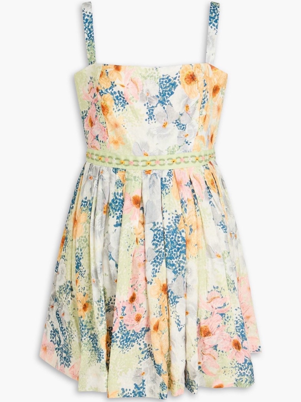 Sapucai Florecer embroidered floral print linen mini dress